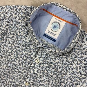 A Fish Named Fred Shirt Mens 2XL Bicycle Print Short Sleeve Button Up Vacation